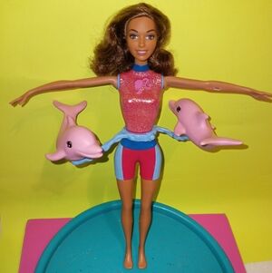 Custom Barbie Doll Splash & spin Dolphin trainer
